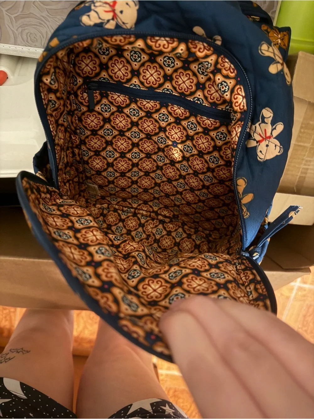 Vera Bradley Blue Quilted Teddy Print Backpack_4